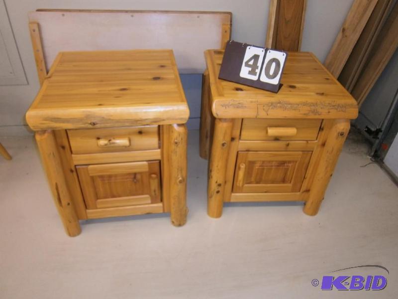 Matching log nightstands....