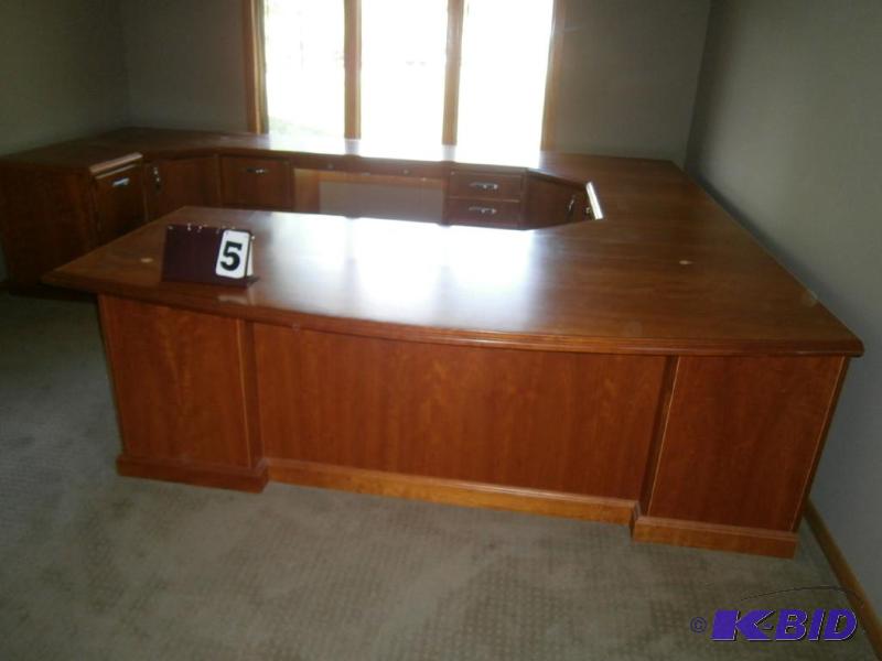 Solid cherry custom office desk, 8 ft. D x 10...