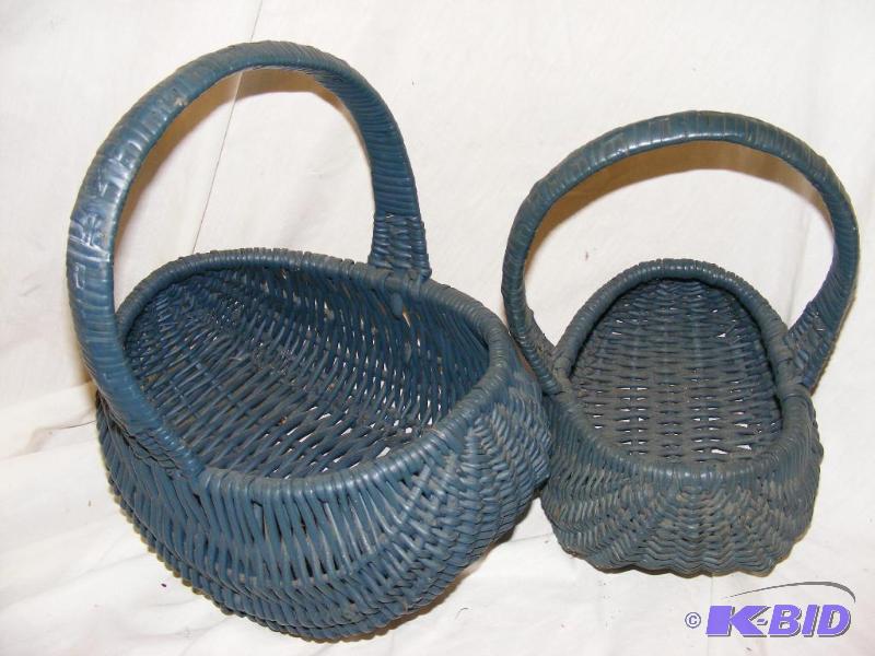 Two Blue Wicker Baskets