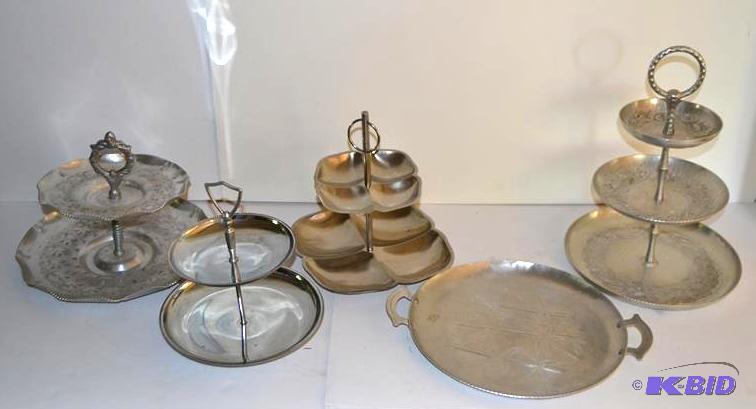 lot 111 image: Hand wrought Aluminum cookie or sandwich tray...