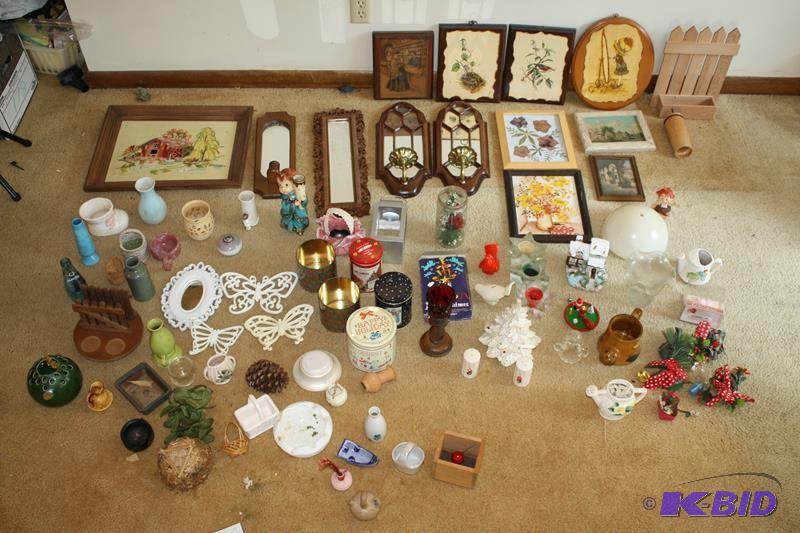 lot 127 image: Wall hung mirrors, candle holders, ceramic va...
