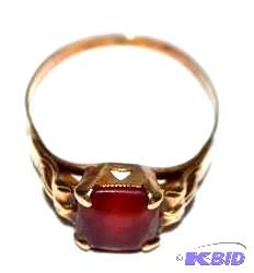 lot 21 image: 10K Gold Ostby Barton Antique Ring- stone pos...