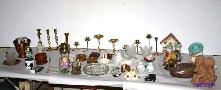 lot 241 image: Brass and Ceramic Candle Holders