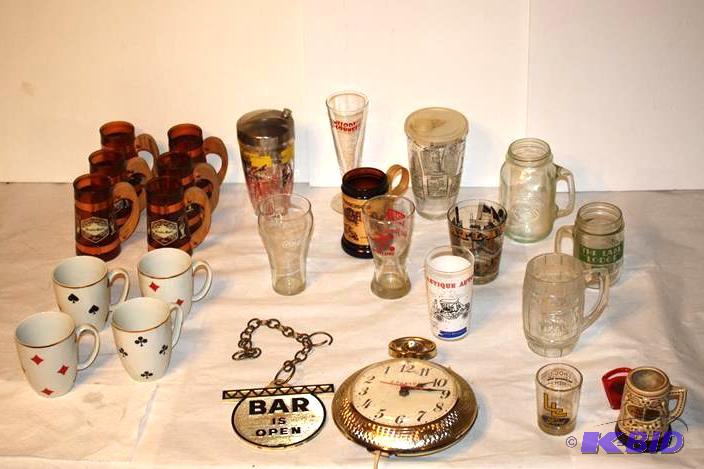lot 344 image: Barware 6 amber beer mugs marked Grain Belt V...