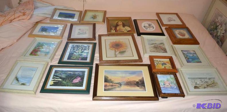 lot 383 image: Framed Needlework, Religious Print, Nautical