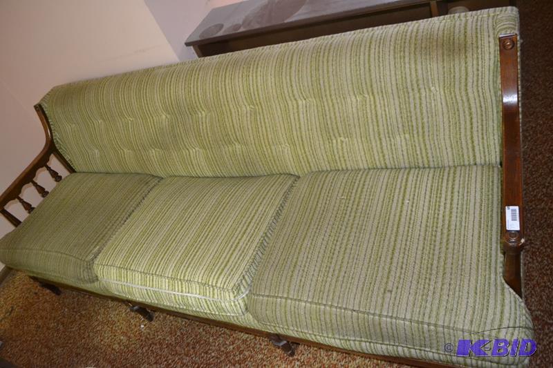 lot 391 image: Wood Ends on Upholstered Pillow Sofa