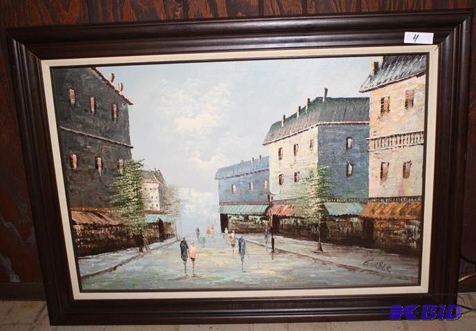 lot 4 image: Oil painting signed & framed 44x32" ...