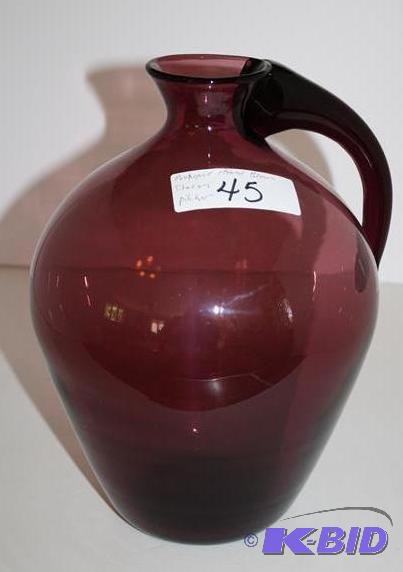 lot 45 image: Hand blown Italian glass pitcher 12" Win...