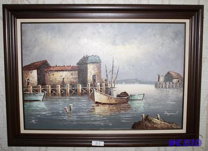 lot 57 image: Framed WATER SCENE - original oil painting si...