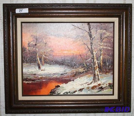 lot 8 image: Oil painting signed & framed 27x24 by Kam...