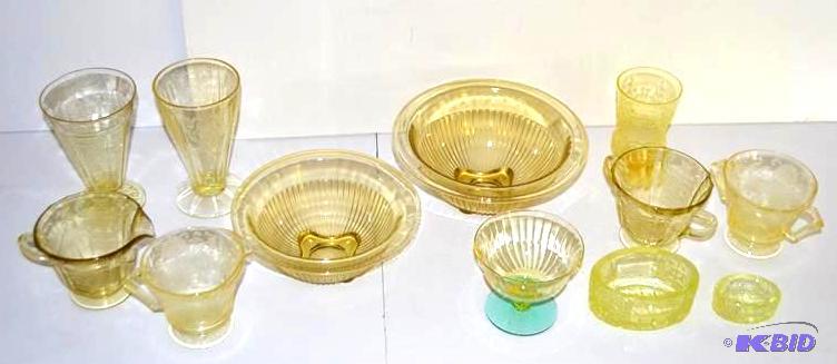 lot 84 image: YELLOW DEPRESSION GLASS   Beautiful yellow e...