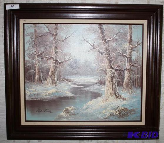 lot 9 image: Oil painting signed & framed 32x28 by Her...
