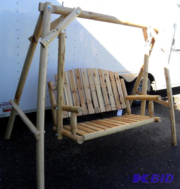 lot 12 image: 2 Person Log Swing, all wood, weather resista...