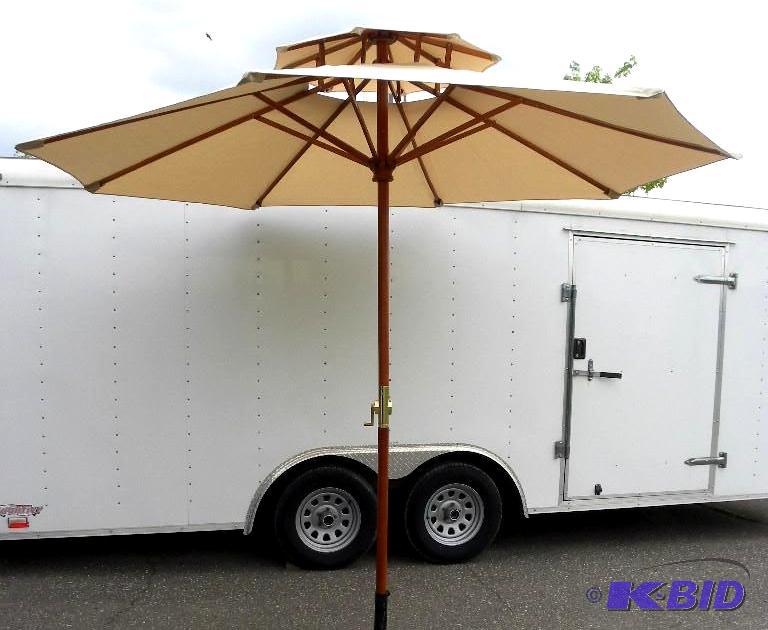 lot 28 image: 10-ft Market Umbrella, khaki, 1 78&quot dia...