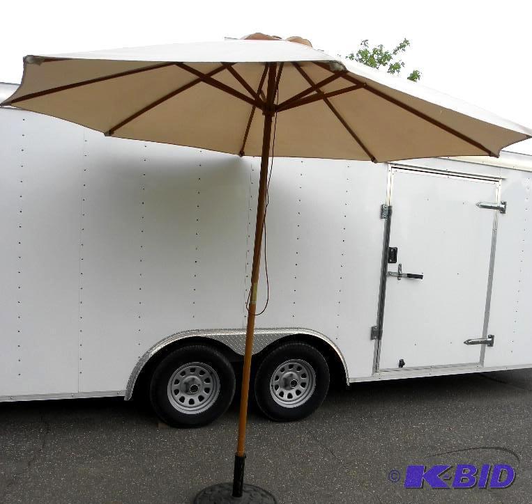 lot 32 image: 9-ft Market Umbrella, khaki, 1 12&quot diam...