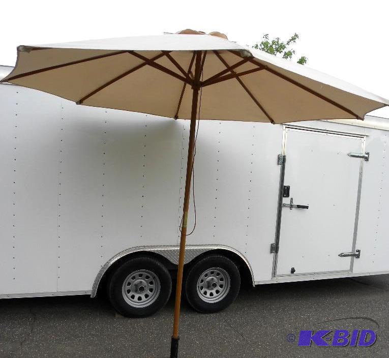 lot 33 image: 9-ft Market Umbrella, khaki, 1 12&quot diam...