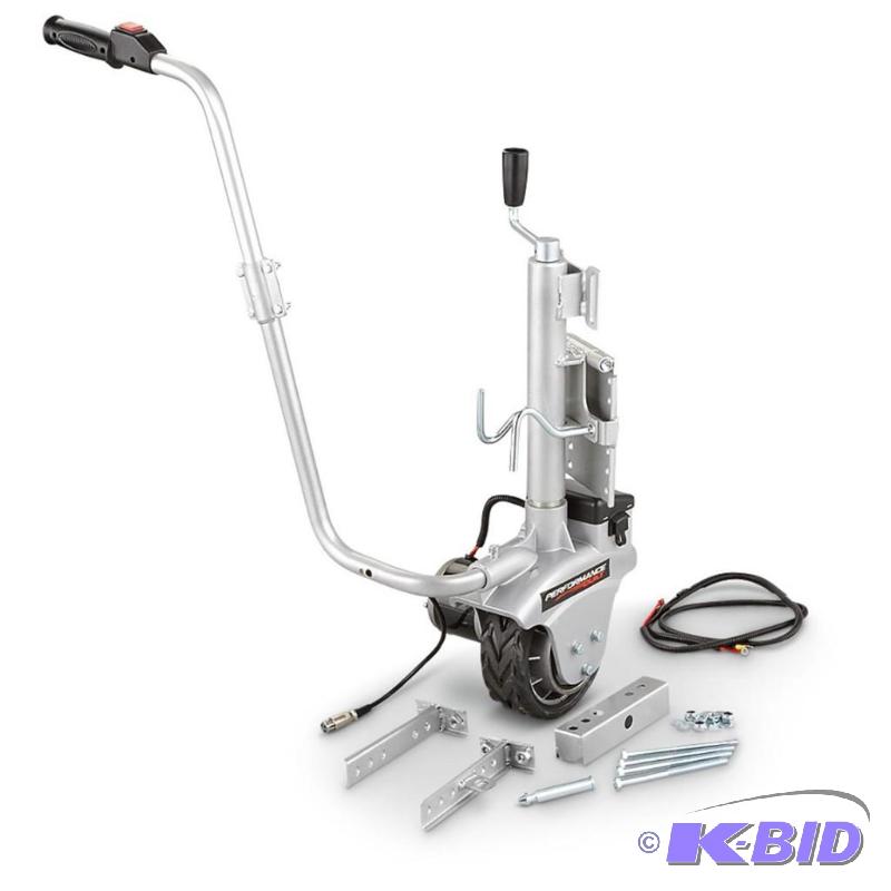 lot 51 image: 600lb 12V Motorized Trailer Jack, controls in...