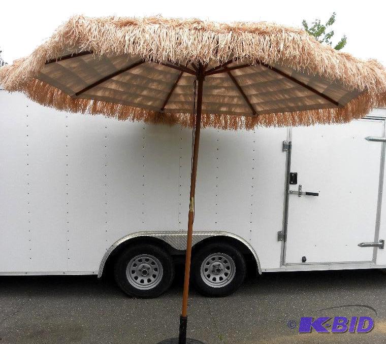 lot 55 image: 9 Thatched Tiki Umbrella, 1 12&quot diamet...