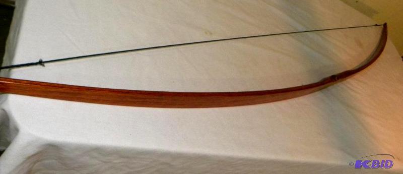 lot 63 image: Rudder Bows Archery Handmade Hickory Longbow,...