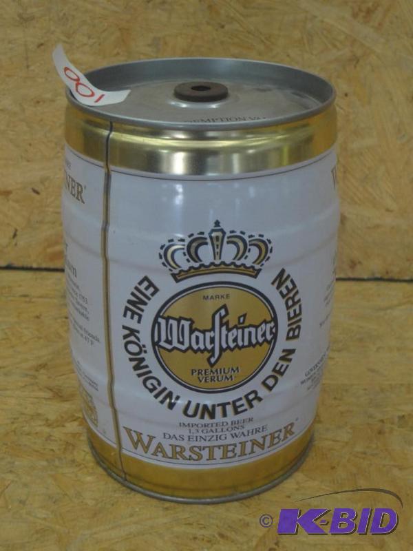 lot 100 image: Warsteiner 1.3-Gallon Tin Beer Keg...