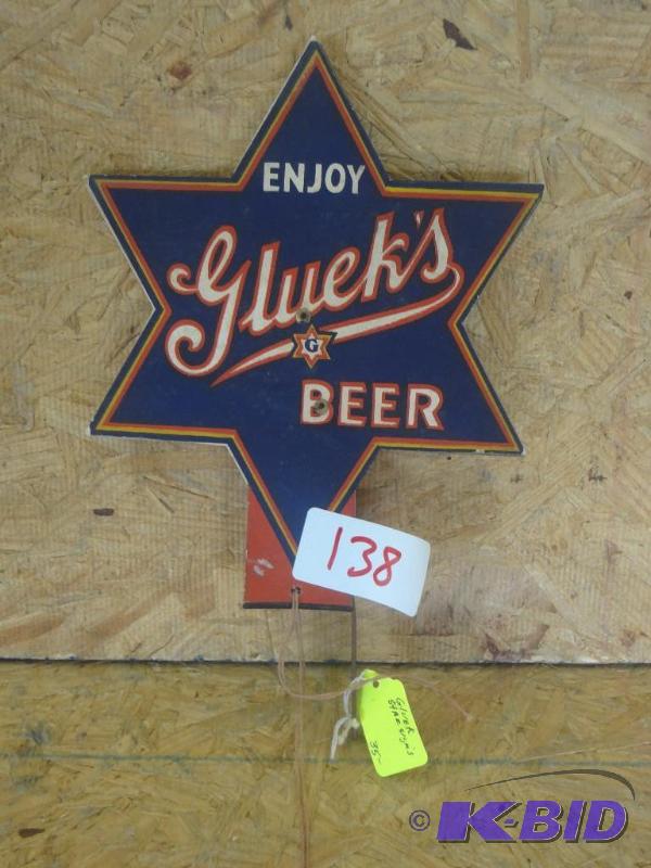 lot 138 image: Gluek Beer Double Sided Advertisement...