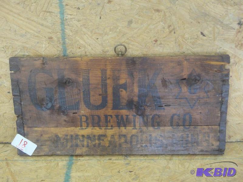 lot 18 image: Gluek Brewing Co. Minneapolis MN Wooden Sign...