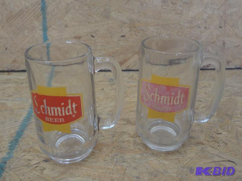 lot 23 image: (2) Glass Schmidt Beer Mugs...