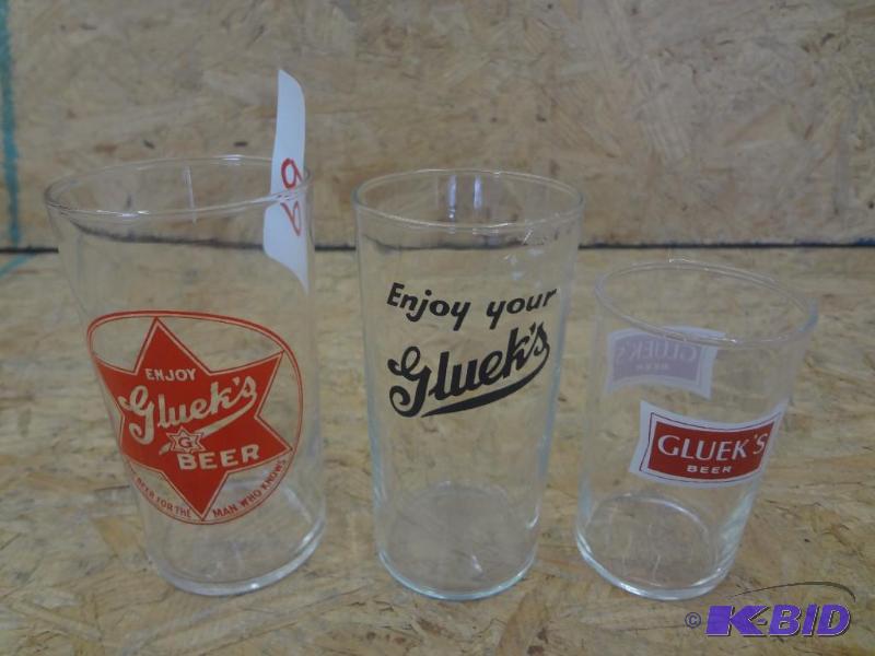 lot 69 image: (3) Gluek Beer Glasses...