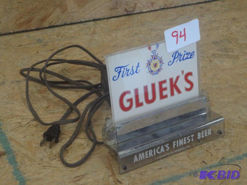 lot 94 image: Gluek First Prize Lighted Sign...