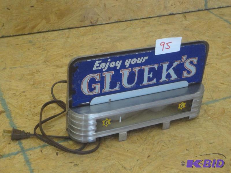 lot 95 image: Gluek Lighted Cash Register Top-Mount Sign...