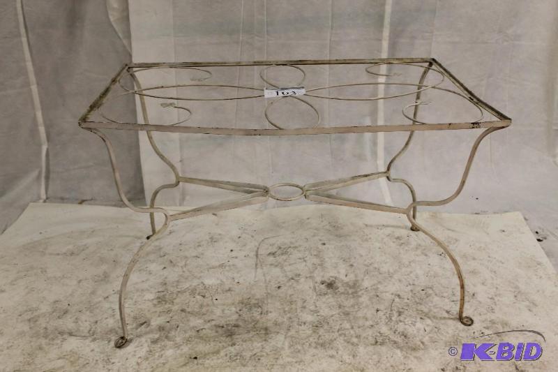 White Wrought IronTable top with Grape Leaf m...