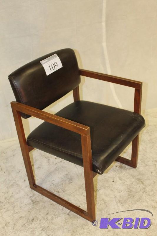 80s Modern Oak Frame Armchair by Kimball wit...
