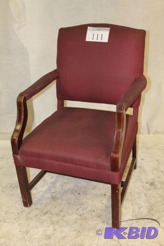Upholstered Red Cloth Armchair with Wood Fram...