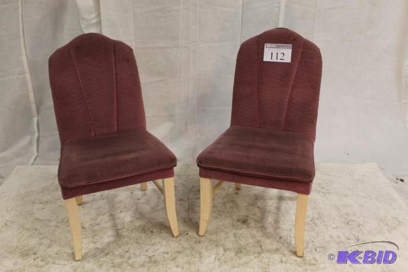 Two (2) Mauve Upholstered side chairs. Butter...