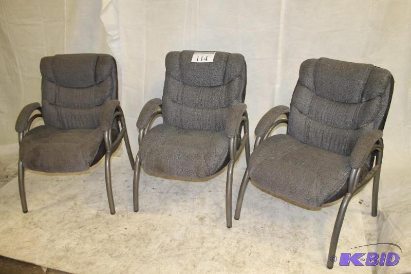 Three (3) Tubular SteelUpholstered Chairs. I...