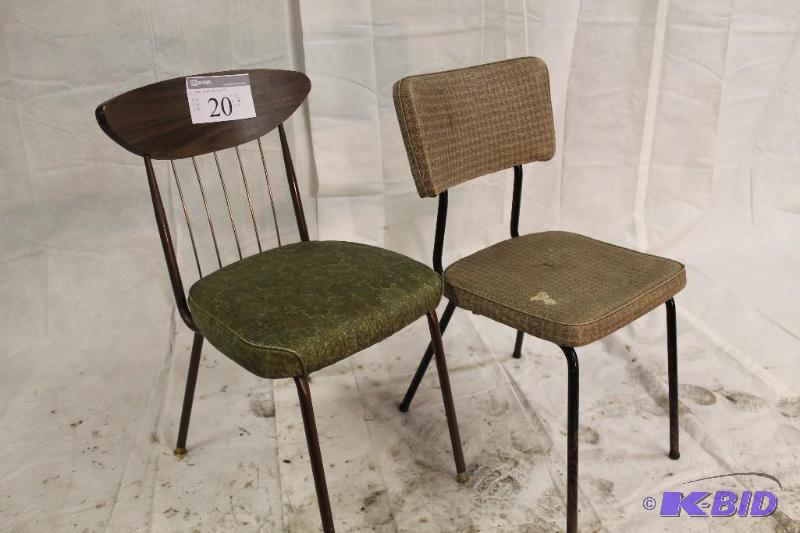 mixed set of two eating chairs. Metal frames ...