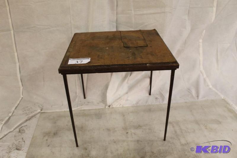 Vintage brown folding card table Secret stora...
