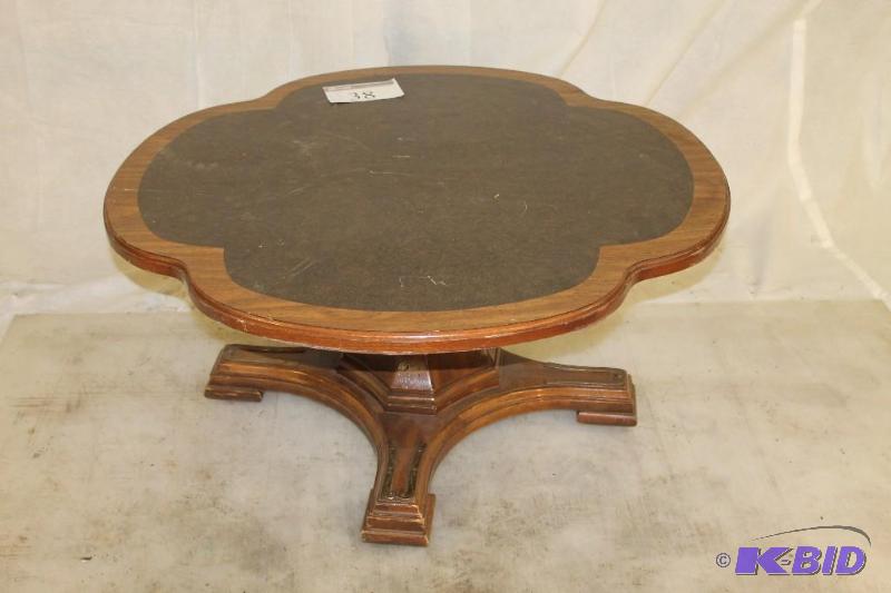 Wood Oak Veneer Base Cloverleaf shaped coffee...