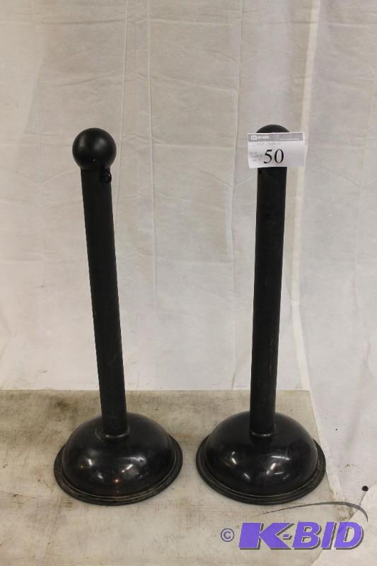 2 Black plastic stanchions H42&quot Diamete...