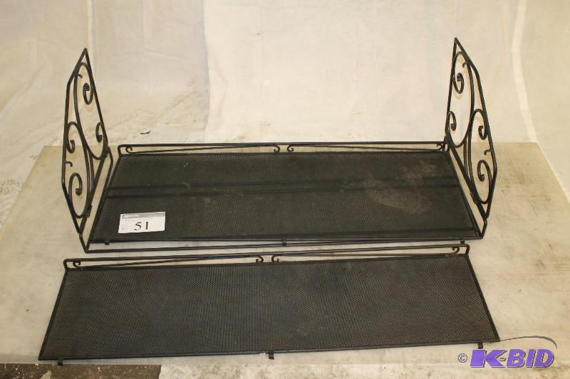 Black Wrought Iron Mesh Shelf H18&quot W47&q...