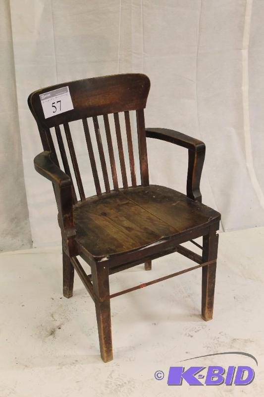 Old Solid Wood Dark Stained Office chair. Nee...