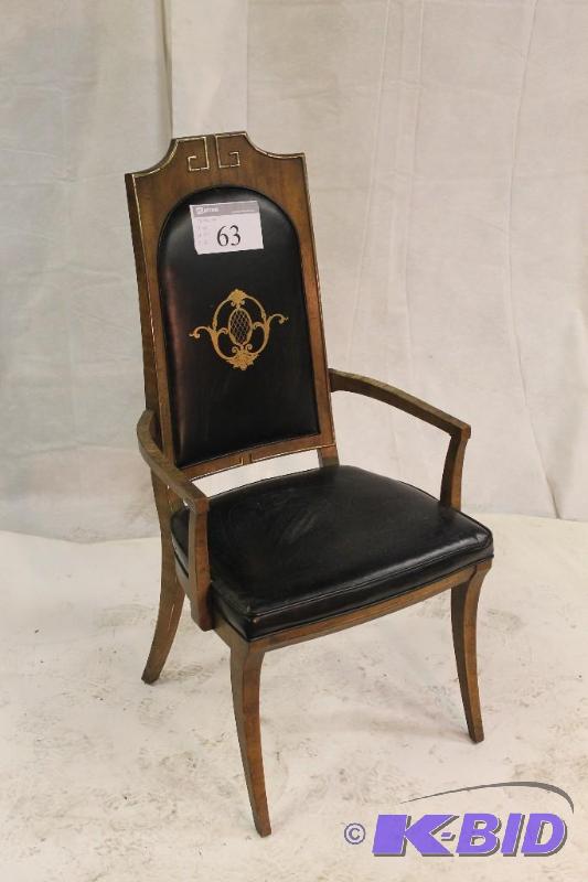 Dining Chair Black wood with Gold filagree de...