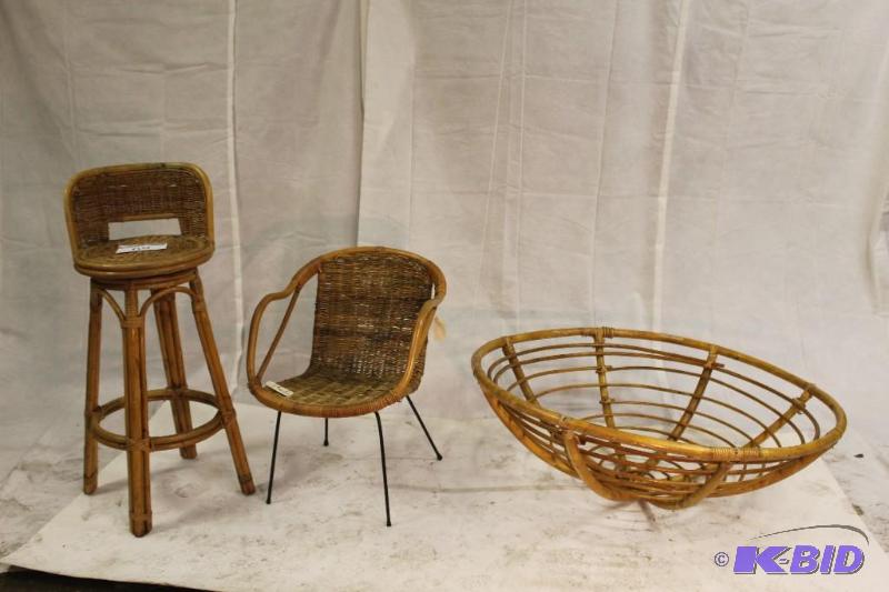 Lot of Rattan Furniture Chair H 28&quot Bar...