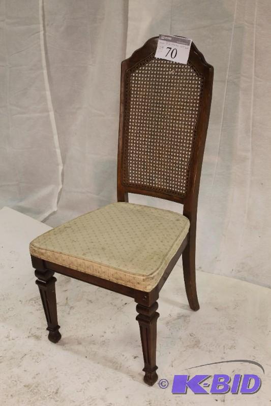 Dining Chair Wicker wood back with cream patt...