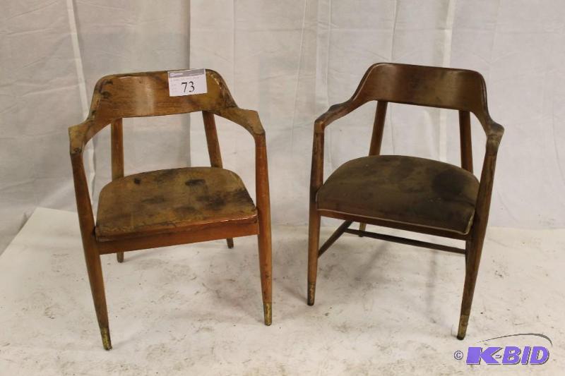 2 Mid Century Wooden Armchairs. Solid Wood. O...