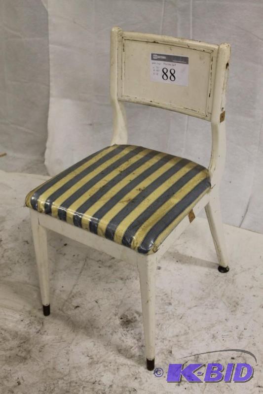 White Chair with BlueYellow striped seat H33...