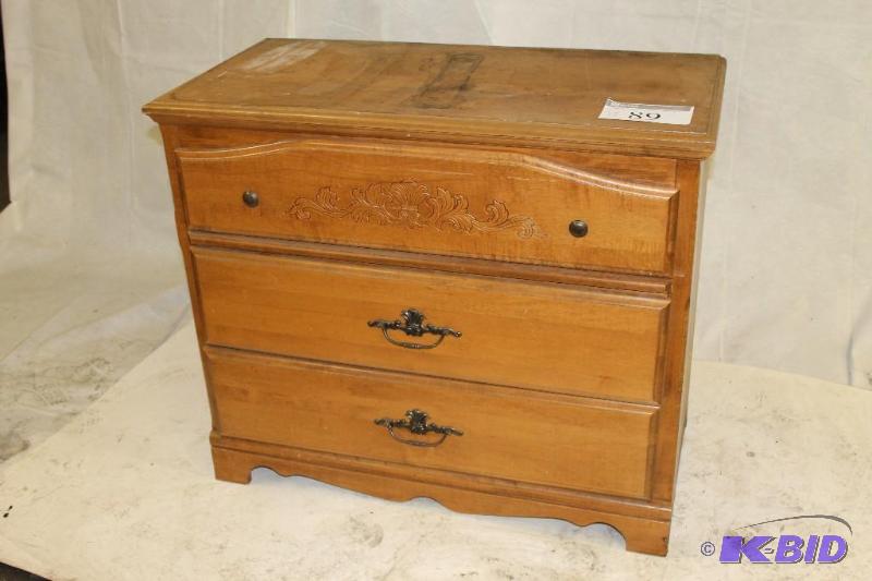 3 Drawer Wood Dresser Pine and Oak Brass hard...