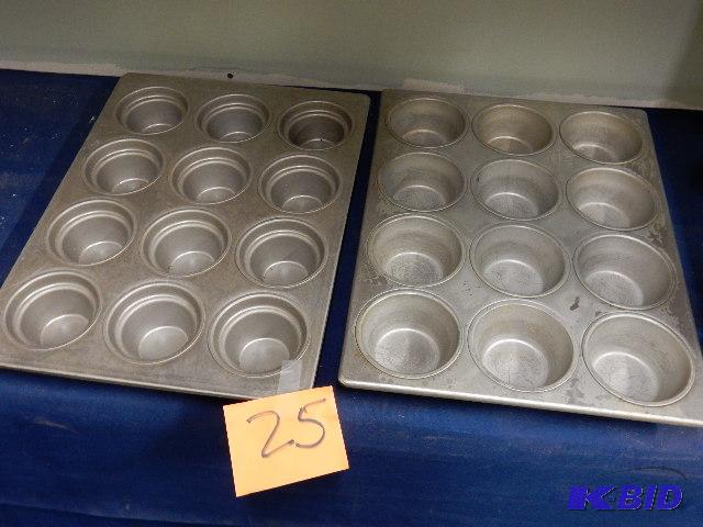 2, 12 section muffin pans. 3 12 in diam muff...
