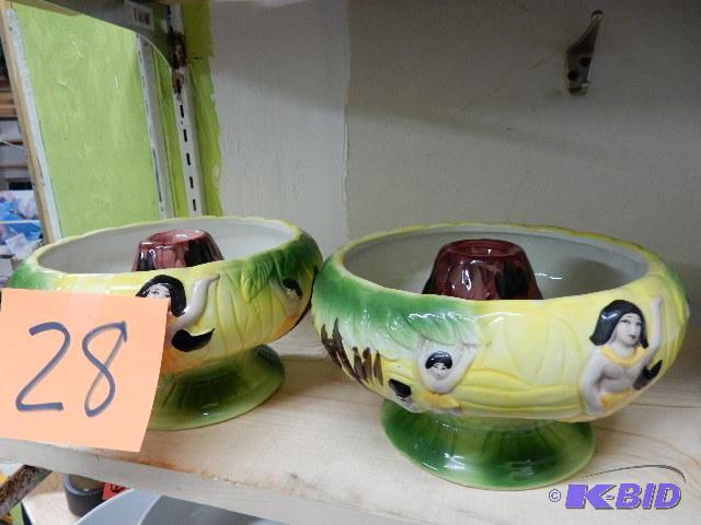 2, tropical serving dishes. Think for chips a...