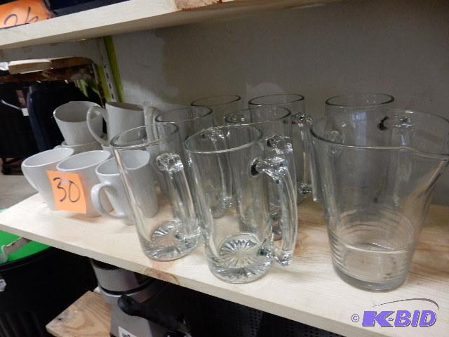 7 large coffee cups, 7 large beer glasses, 1 ...